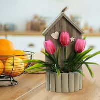 Leke umjetni tulip sa drvenim loncem za kućni stol ureda za kućnu zabavu Vase Decor