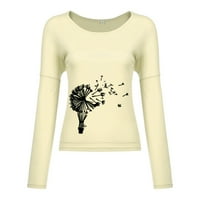 Ženski jeseni vrhovi ženske modne ležerne print V-izrezom Labavi majica s dugim rukavima Top bluza pulover