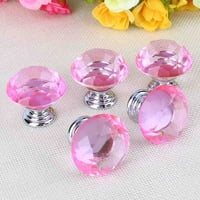 TEBRU PINK KRISTALNI KRUG DIAMONDNIH VRATA za ormariću za ladicu Kuhinja, Kristalno stakleno ručice, ružičasti kristalni gumb
