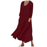 Mrat Ljetne haljine za žene s dugim rukavima kratka mini haljina pamučne haljine za žene casual pamuk