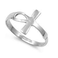 Zaštita od štete ankh Cross Ring Sterling srebrna veličina 14