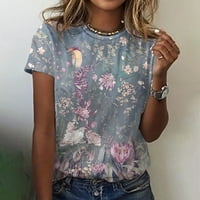 Fanxing Clearence ženske casual kratkih rukava Ljeto Grafički tees Crewneck cvjetna bluza Majica s m