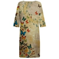 Honeeladyy prodaja Online ženske ljetne rukave casual haljine Cvijeće tiskano Swindering V Vrat košulja