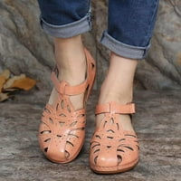 QucoQpe ženske sandale casual zatvorene sandale za prste Ljeto udubljeno vintage ravne sandale Rimske