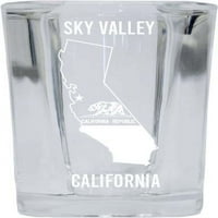 Sky Valley California Laser Etched Suvenir Squanes Shot Stakleni dizajn države