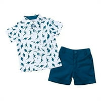 Dinosaur ispisana outfit Dinosaur majica Postavite kratke hlače s kratkim rukavima plavi mali dinosaur