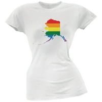 Aljaska LGBT lezbijke Pride Rainbow Bijeli juniors Meka majica - X-Veliki
