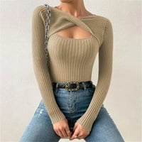 Žene Ležerne prilike dugih rukava izdubljeni nepravilni okrugli vrat T majice Osnovni džemperi TOP COMFORT