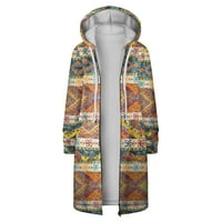 Softmallow zimski jakne kaputi za žene, modne žene vintage tiskani kaput jakna zimski patentni zatvarač