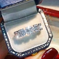 ZTTD srebrni vjenčani prstenovi za žene Srebrni lančani šuplji prsten geometrijski oblik rinestone prsten srebrne linije namotavajući prsten minimalistički poklon zvona za nju - veličine 6 ~ 10