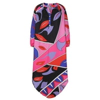 Haljine za žene s dugim rukavima Tisak cvjetnog uzorka V-izrez Midi Fit and Flare Y2K moda Elegantni