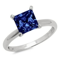 0,5ct princeza rez plavi simulirani tanzanite 14k bijelo zlatni godišnjica za angažman prsten veličine