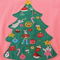 Glonme Swing Party haljina Toddler Loose Spring Haljine casual božićno drvce Ispiši ružičastu 4T