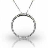 2. CT prong set Diamonds krug privjesak ogrlica - 14k bijelo zlato