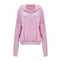 Žene Zip Up Dukseri Pulover Pulover Solid Quarter Courtries Hoodies Džepovi opušteni Fit Fall Outfits
