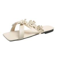 Ženske klizne sandale - otvoreni nožni čvrsti novi stil plaža Ležerne prilike cvjetne ljetne ploče Sandale