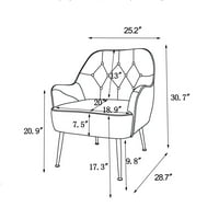 Akcentna stolica, laneno tkanina fotelja sa oblogom gumba, metalnim nogama i neklizajim prostirkom,