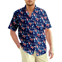 4. jula muška havajska majica SAD Nacionalna zastava Grafička boja Block košulja košulja odjeća 3D Print