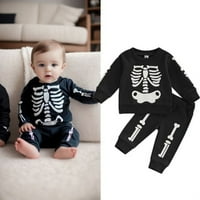 Dječačka odjeća set Set Toddler Girls s kosturu s dugim rukavima vrhovi hlače Dva odjeća postavljena