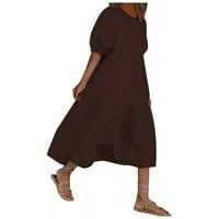 Finelylove boemske haljine za ženska duga ljetna haljina za žene Boho dugi kratki rukav s kratkim rukavima