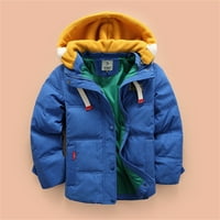 Ketyyh-Chn Boys zimski kaput kaputa sa kapuljačom zimska i jesen gornja odjeća jakna plava, 140