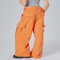 Eyicmarn ženske vrećaste gaćice za teretna hlače sa malim strukom pune boje padobranske hlače Duge pantalone
