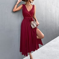 Padort haljine za ženske haljine s kratkim rukavima, ležerne haljine kratkih rukava crvena, l