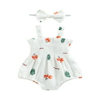 Allshope Baby Girl ljetne odjeće, bez rukava trešnja mrkva stablo minder s trakom za glavu