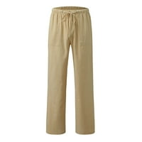 Leey-World Hlače za muškarce muške casual solidne pantalone pune duljine labave pantne dugme Pocket