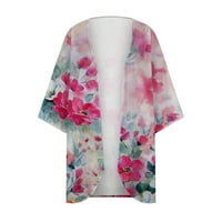 Ženski kaputi, zimski kaputi za žene Ženski cvjetni print Puff rukav kimono kardigan labav šifon pokriti