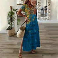 Ženska maxi haljina Popust cvjetna tiskana Boho ljetna plaža Prodaja za izrez za djevojke Side Split
