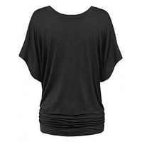 Ženski vrhovi Crew Crw COLOR Bluza Labavi žene Ljetne majice kratkih rukava Crna 3xl