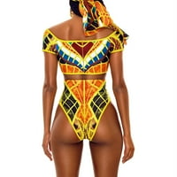 Ženski kupaći grudnjaci, grudnjaka visokog struka, podstavljeni afrički set za print bikini plaža s