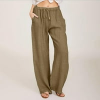 Hlače za žene Trendy Dressy Solid Color Tether Pamučne labave joge pamučne posteljine ženske pantalone