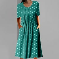 COTONIE Ženska ljetna haljina casual okruglica s kratkim rukavima preklopljene haljine velike prodaje