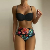 TAWOP seksi žene bikini set kupaći kostim push-up podstavljeni grudnjaci kupaćim kupaćim odjećom crni