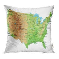 SAD High Detaleted Sjedinjene Američke Države Fizička karta sa naljepnicama jastuk jastuk jastuk na