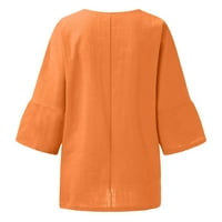 Viikei Ljetni ženski plus veličina za čišćenje ženske ljetne modne obrezivanje rukava okrugla vrata pamučna linija labava bluza
