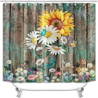 Sonertnt suncokret za zavjese od suncokreta 60x, inspirativni citati Zemlja Vintage cvjetna šarena Daisy Wildflower Rustikalna seoska kuća u kupaonici Dekor kupaonice