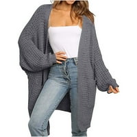 Crdigan džemperi za žene, žene izdužene pletene džemper casual labav dugi rukav čvrsti boju podudaranje