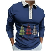 Hanas proljeće i jesenja nova majica patentni košulja Božićni tisak dugih rukava muške košulje plave