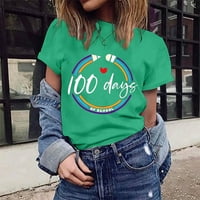IMESTOU Ljetne majice GreenBluse za željeznički poklon za majku pod sretnim 100. školom Multi-boja kratkih