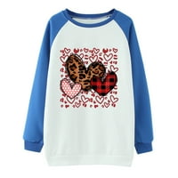 Dahich Valentines Dnevne košulje Žene Plaid Love Heart Valentines Dan Duksera Raglan Tops Blue XL