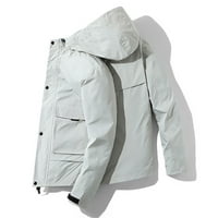 Muška jakna modna solidna jesen zimska dugi rukav casual udoban CREW izrez topla odjeća Sivi XL