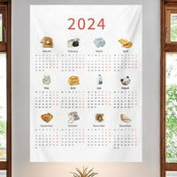 HonRane Trajno zidni kalendar Zidni kalendar meka krpa visi tapiserija za sobu za spavaću sobu meseci
