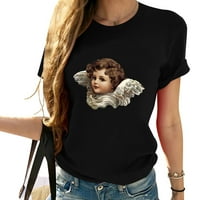 Bucmast Angel sa malim krilima Ženska grafička majica kratkih rukava, udoban i moderan ljetni vrh s