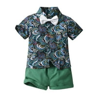 Ljetno odijelo za djecu ljetni dječji haljini kratkih rukava kratkih rukava s kratkim kratkim rukavima s kravatama za baby odijelo Ljetne casual setovi odjeće
