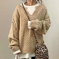 Europski i američki Hot Styl Novi džemper pletena konoplja uzorak Duks Ležeran džemper džemper L Khaki