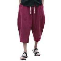 Muške ležerne sportske hlače CALF-duljine posteljine pantalone vrećice harem hlače Muške labave pantalone