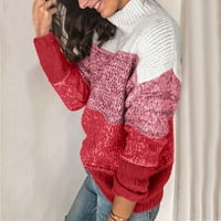 Džemper kaput za žene Blok u boji prugasti džemper s visokim vratom dugim rukavima pletiva pulover,